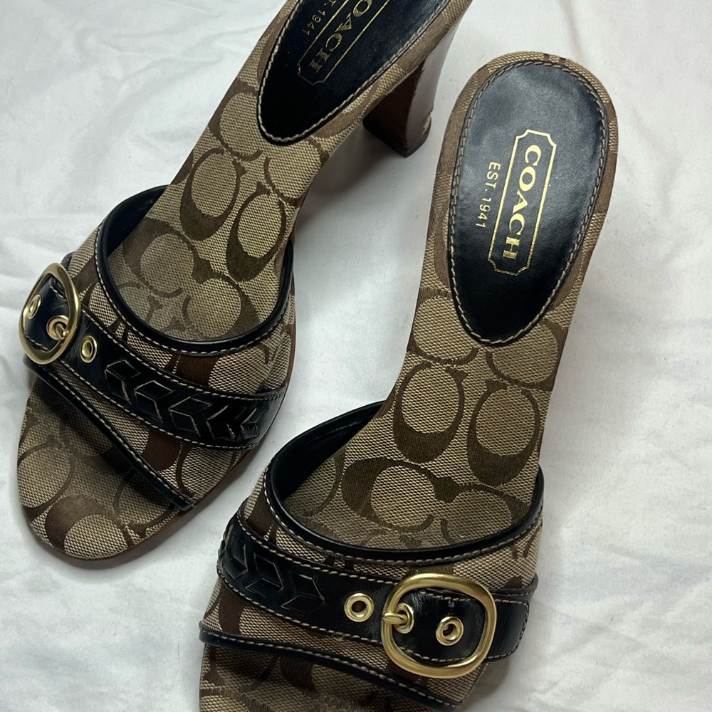 Coach Brown Heels with Signature Monogram